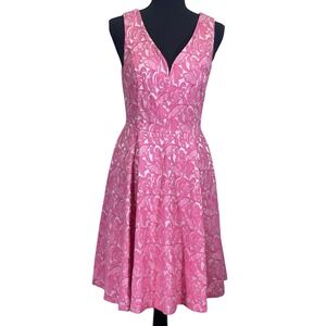Maeve Anthropologie Claribel Pink Floral Sleeveless Fit & Flare Dress‎ Size 4